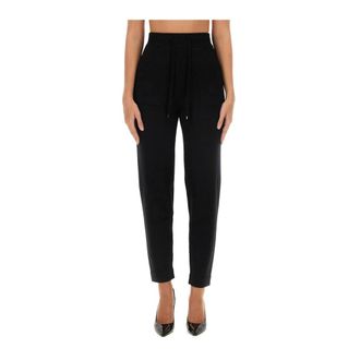 Max Mara Geborduurd Logo Gebreide Hoodie en Joggingbroek Set - Dames - Broeken - Zwart - Maat: M Tweed