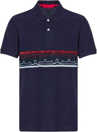 Carolina Herrera Monogram Polo Shirt Classic Fit - Heren - Polos - Blauw - M - Katoen - Tops