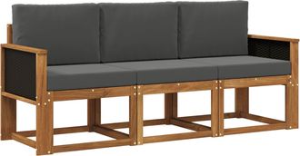 vidaXL Conjunto De Sof&aacute;s De Exterior 3 Uds. Natural Y Antracita Vidaxl