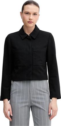 Benetton Cropped Collared Jacket - Dames - Zomerjassen - Zwart - M - Wol - Jassen