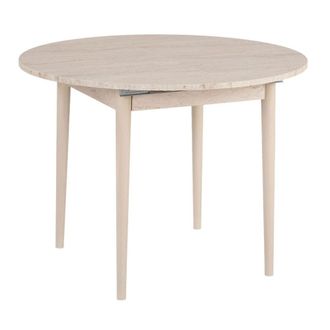 Calicosy Mesa de comedor extensible de 100 a 131 cm redondo - travertino