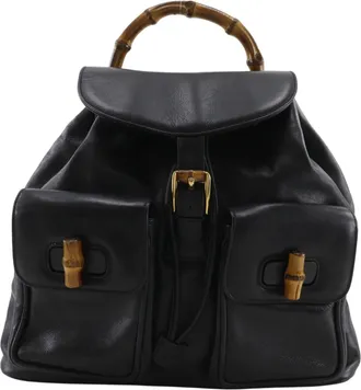 Gucci Bamboo Black Leather Backpack (Pre-Owned)