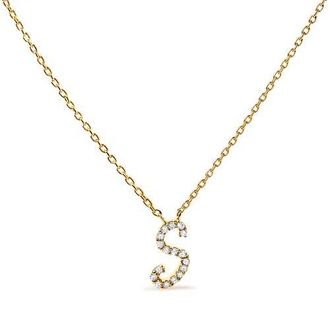 House of Brilliance 10K Gold Diamond Accent A-Z Initial Script Style Pendant Necklace in Yellow | S at Nordstrom