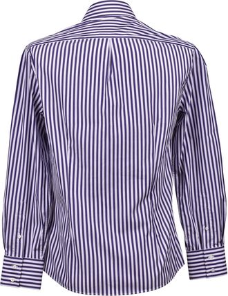 Brunello Cucinelli Blue Striped Cotton Shirt - Blue