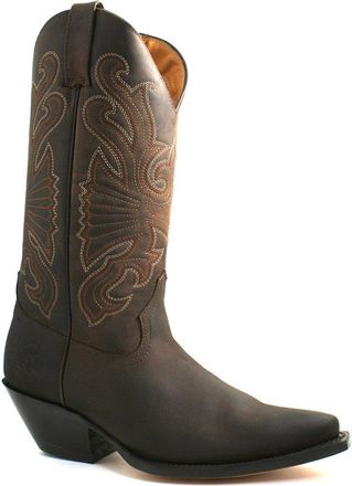 Grinders MENS GRINDERS BUFFALO BROWN LEATHER COWBOY WESTERN TALL POINTED BOOTS-UK 9 (EU 43)