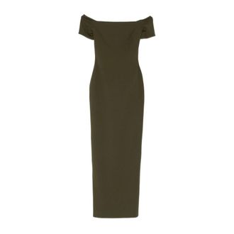 Solace London Off-the-Shoulder Sheath Jurk - Dames - Avondkleed - Groen - M - Kleedjes