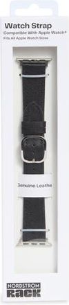 Nordstrom Rack Leather Apple Watch Watchband in Black- Silver at Nordstrom Rack