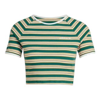 adidas (WMNS) adidas Asia Sizing 80s Rib Stripe Baby T-Shirt Green Yellow JC6166