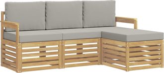 vidaXL Conjunto De Sof&aacute;s De Exterior 4 Uds. Blanco Y Gris Claro Vidaxl