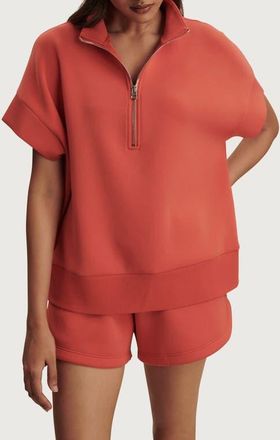 Varley Ritchie Short Sleeve Half Zip in Summer Fig at Nordstrom, Size Xx-Small