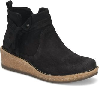 Born Womens Vaughn Wedge Bootie In Black Distressed