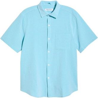 Tommy Bahama Bahama Coast Sintra Stripe IslandZone Short Sleeve Button-Up Shirt in Tourmaline Glaze at Nordstrom, Size Xx-Large
