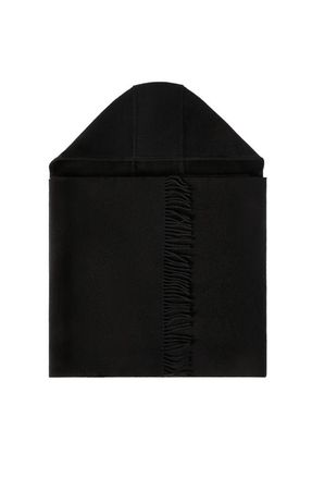 Brunello Cucinelli Knit scarf with hood in Black at Nordstrom