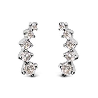 House of Brilliance 10K White Gold 1/10 Ct Diamond Journey Style Climber Stud Earrings at Nordstrom