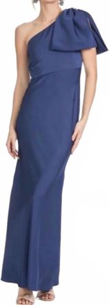 Sachin & Babi Womens Aubrey One-Shoulder Satin Gown In Washed Indigo
