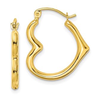 Diamond2Deal 10K Yellow Gold Hollow Heart Shape Hollow Hoop Earrings