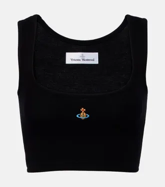 Vivienne Westwood Orb ribbed-knit jersey crop top