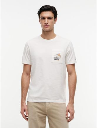 Tommy Hilfiger Mens Floral Flag Logo Pocket T-Shirt - White - XXL