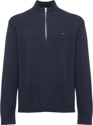 Tommy Hilfiger Slim Fit Quarter-Zip Sweater - Heren - Sweatshirts & Hoodies - Blauw - Maat: L Katoen