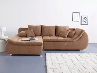 Inosign Ecksofa »Imola, elegant und modern, aktuelle Steppung im Sitz, bequem, L-Form« frei im Raum stellbar, wahlweise mit Bettfunktion und Bettkasten