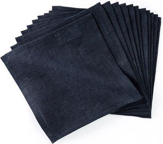 Solino Home Linen Cocktail Napkins Set of 12, 6 x 6 Inch for Dining Table, Holiday and Everyday Table Decor - Fete in Navy at Nordstrom, Size Small