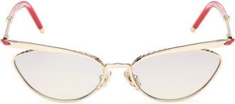 Christian Louboutin 56mm Geometric Sunglasses in Gold /Red /Divel at Nordstrom