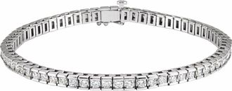 Diamond2Deal 14k White Gold 4 CTW Lab-Grown Diamond Line Bracelet 7.25