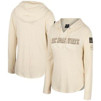 Colosseum Womens Colosseum Cream Michigan State Spartans OHT Military Appreciation Casey Raglan Long Sleeve Hoodie T-Shirt at Nordstrom, Size X-Large