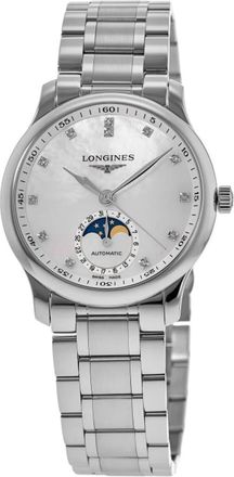 Longines Master Collection Automatic 34mm Mother of Pearl Diamond Dial Steel Womens Watch L2.409.4.87.6