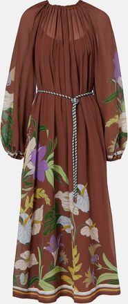 Alemais Al&eacute;mais Abito midi Alfie in cotone e seta arricciata