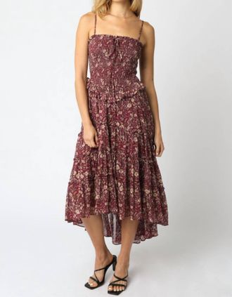 Olivaceous Rey Midi Dress In Plum/cream
