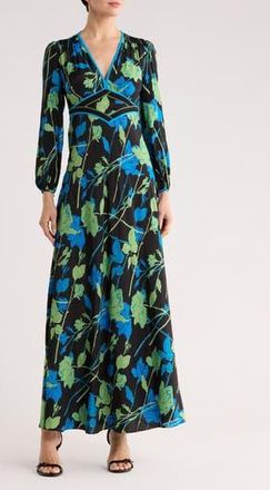 Diane Von F&uuml;rstenberg Seline Floral Long Sleeve Maxi Dress in Final Act Floral Multi at Nordstrom Rack, Size 00