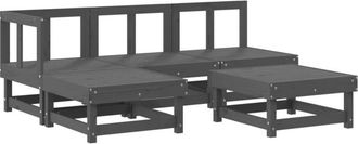 vidaXL Vidaxl - Juego De Sof&aacute;s De Jard&iacute;n 5 Piezas Madera Maciza De Pino Gris