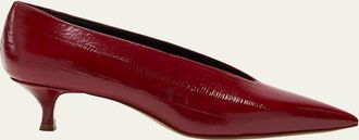Le Monde Beryl 40mm Babouche Eel-Embossed Leather Pumps