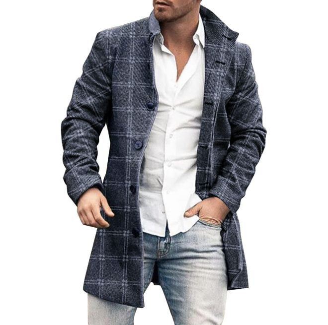 Slim Fit Herren Mantel Bis Zum Knie Herren Wollmantel Mit