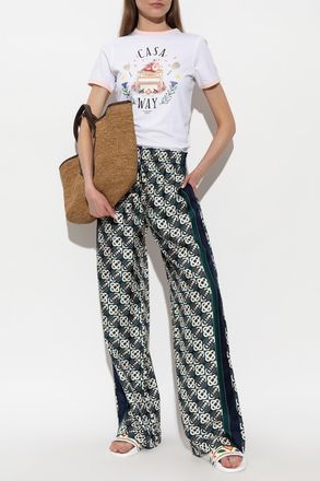 Casablanca T-shirt With Colorful Print, Womens, White
