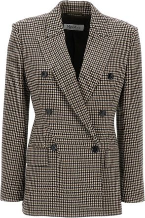 Max Mara Brown Houndstooth Peaked Lapel Blazer