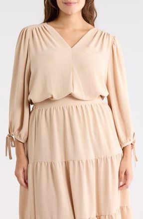 Renee C V-Neck Long Sleeve Top in Taupe at Nordstrom Rack, Size 3X