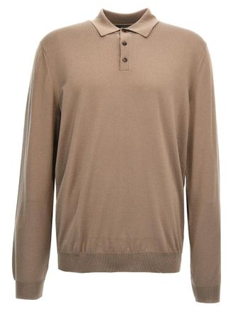 Zanone Beige Solid Wool Polo Shirt