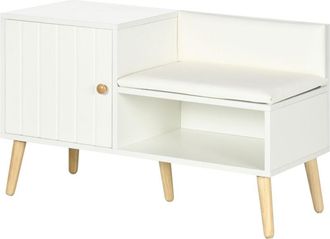 HOMCOM Scarpiera da Ingresso Seduta Imbottita per 4 Paia di Scarpe Bianco
