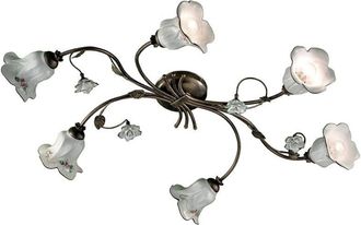 Ferroluce Ferroluce - Plafoniera Classica Pisa Metallo e Ceramica Nero Sfumato Oro 6 Luci E14