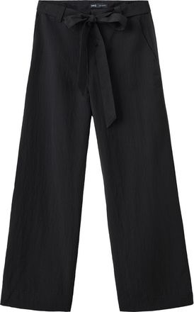 Mango Pantalon Espresso Belted Straight Leg Pants in Black at Nordstrom, Size 10