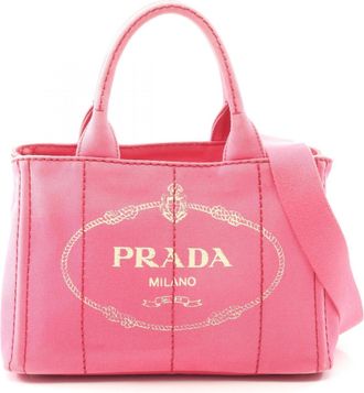 Prada Pink Canvas Handbag Tote Bag (Pre-Owned)
