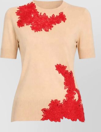Ermanno Scervino knit top floral appliqu&eacute; round neck