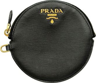 Prada Saffiano Black Nappa Leather Saffiano Coin Purse/Coin Case (Pre-Owned)