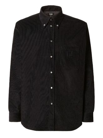 Fendi Camicia Comfort Fit In Velluto-Uomo