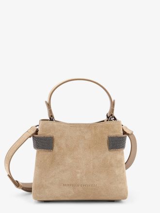 Brunello Cucinelli Borsa a tracolla in suede con dettaglio Monile - BRUNELLO CUCINELLI - gender_Woman