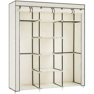 Songmics Armadio Guardaroba Appendiabiti in Acciaio e Tessuto, Facile da Montare, di Colore Beige 150 x 45 x 175 cm RYG12M - Songmics