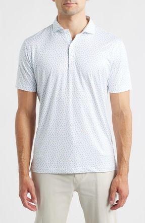 Johnnie-O Tini Dancer Martini Print Featherweight Performance Polo in White at Nordstrom, Size Xx-Large