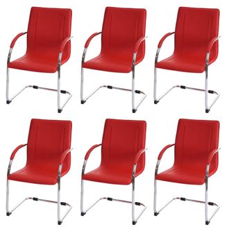 Hhg Hhg - Lote De 6 Sillas De Comedor Samara, Cantilever Silla De Cocina Sill&oacute;n Silla, Acero, Rojo